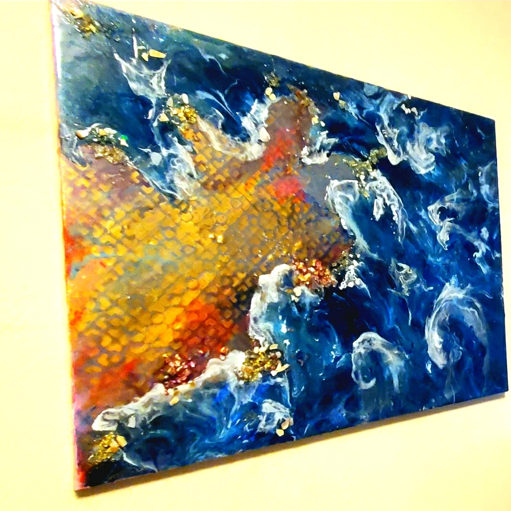 Wall art, embellished, resin, canvas, decor